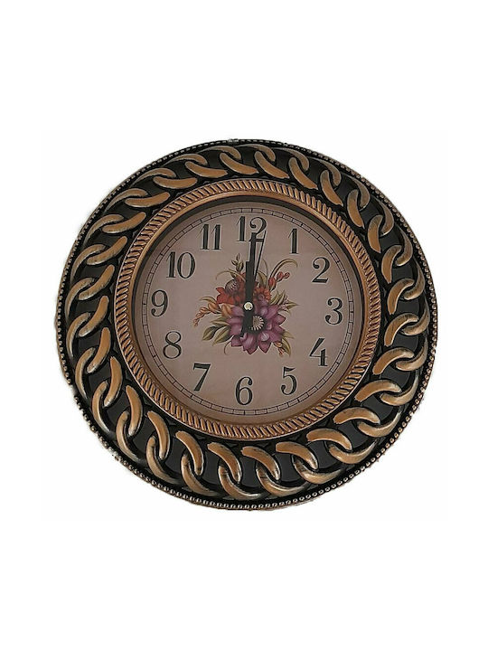 Hooks Antique Wall Clock Plastic Gold Ø30cm