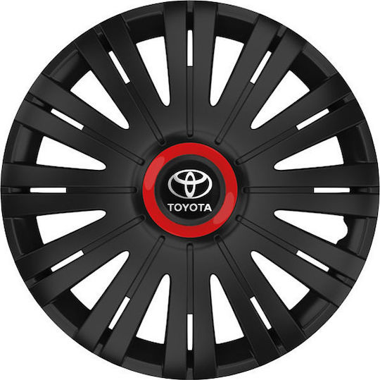 Versaco Σετ Τάσια Αυτοκινήτου Active RR με σήμα Toyota 4τμχ 15" Μαύρο/Κόκκινο