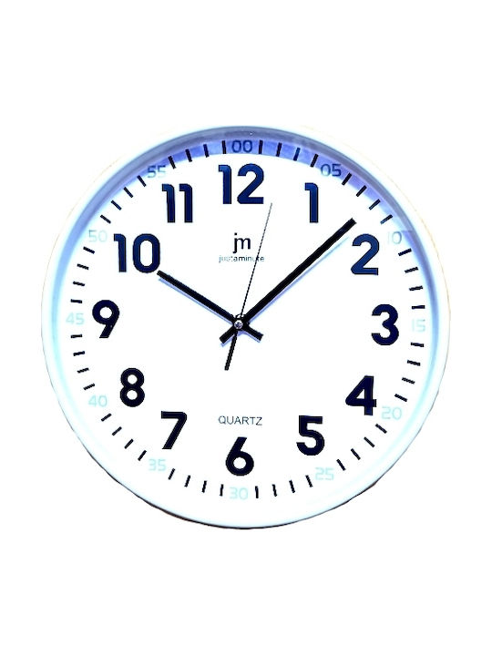 Justaminute Silent Wall Clock Plastic White Ø30cm