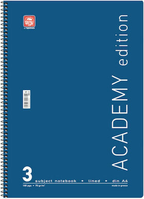 Typotrust Spiral Notebook Ruled A4 3 Subjects 4533A Academy Blue 1pcs