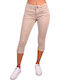 Tom Tailor Women's High-waisted Capri Chino Trousers in Regular Fit Beige