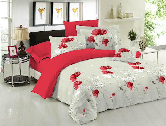 Le Blanc Bettwäsche-Set Überdoppel 240x270cm. Anemone Red 4Stück