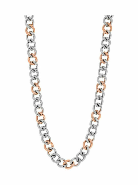 Visetti Two-tone Chain Neck made of Steel Gold-plated Wide Thickness 12.6mm and Length 45cm