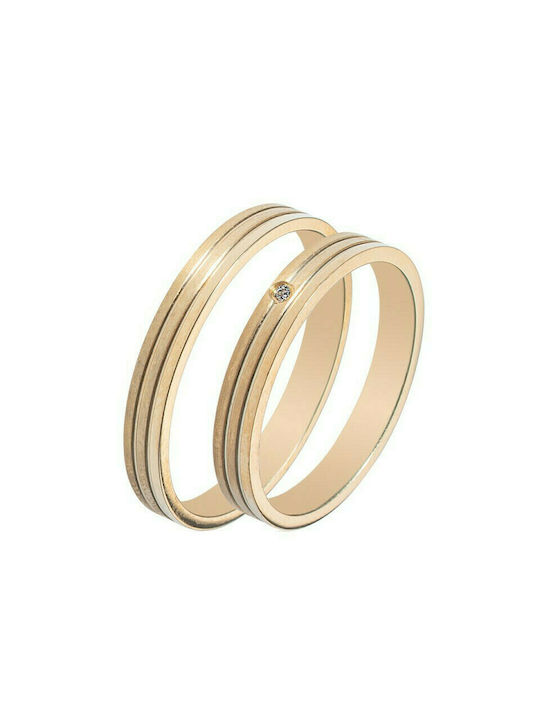 Maschio Femmina Sottile Wedding Ring of Yellow Gold 9K