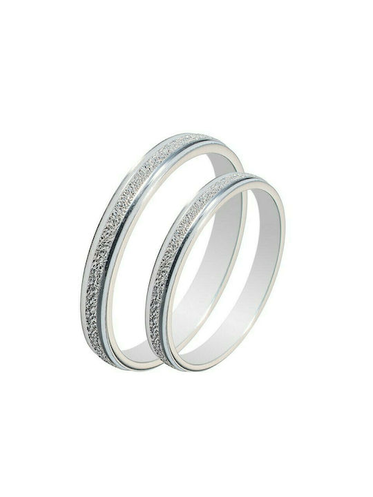 Maschio Femmina Sottile Wedding Ring of White Gold 9K