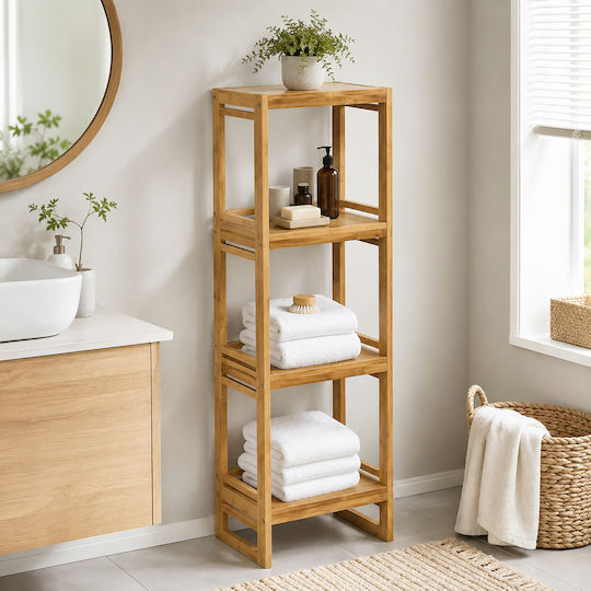 Eurocasa 9845 Boden Badezimmerregal Bamboo mit 4 Regalböden 33x20x100cm Beige Eurocasa 9845 Boden Badezimmerregal Bamboo mit 4 Regalböden 33x20x100cm Beige