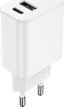 Maxlife Charger Without Cable with USB-A Port and USB-C Port Power Delivery Whites (MXTC-04)