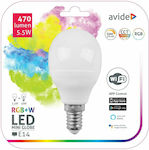 Avide ASMG14RGBW-5.5W-WIFI Smart LED-Lampe 5.5W für Fassung E14 RGB 470lm Dimmbar