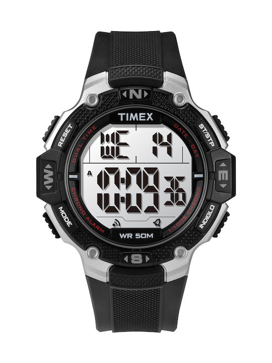 Timex Ψηφιακό Ρολόι με Καουτσούκ Λουράκι σε Μαύρο χρώμα