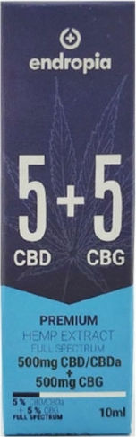 Endropia Premium Extract Full Spectrum Öl Hanfprodukte (CBD) in Drops 500mg mit 5% CBD & mit 5% CBG 10ml