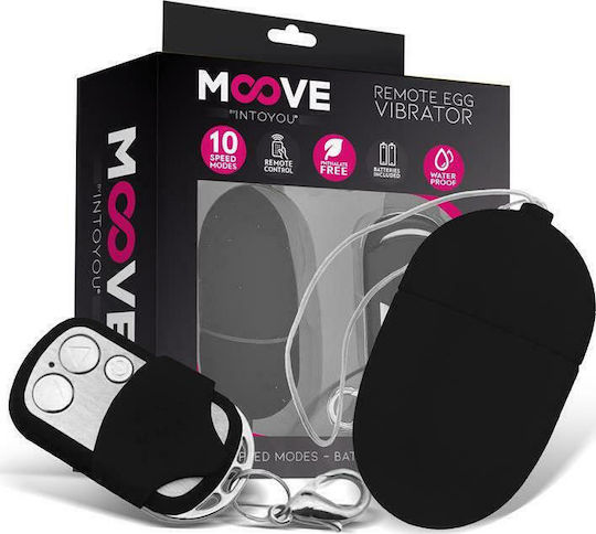 IntoYou Moove Intoyou Medium Vibrating Egg with Remote Control Vibrator Egg cu Telecomandă 6cm Negru