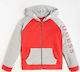 Guess Boys Hooded Sweatshirt Block with Zipper Red