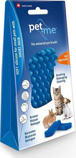 pet+me Brush Small for Short-Haired Dogs for Coat Cleaning Blue