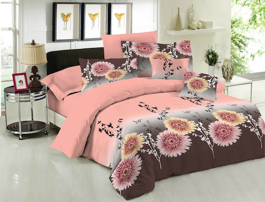 Le Blanc Bettdecken-Set Einzelbett 160x240cm Chrysanthemum Peach 2Stück