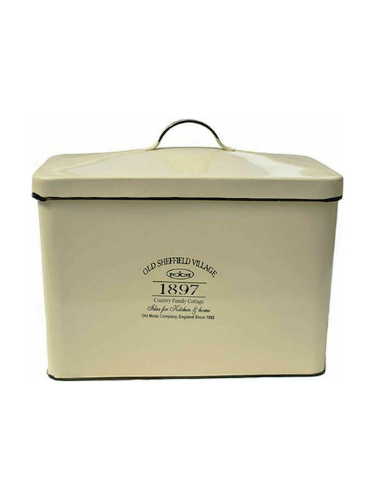 Atmosphera Κουτί Γενικής Χρήσης με Καπάκι Μεταλλικό σε Μπεζ Χρώμα 34x19x23cm