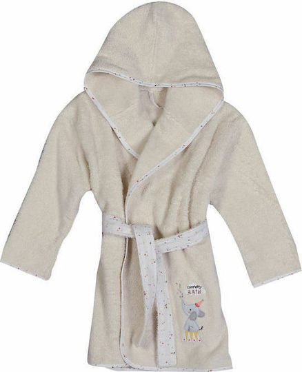 Nef-Nef Homeware Hooded Baby Bathrobe Confetti Rain 02 Beige