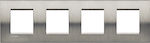 Legrand Bticino Living Light Horizontal Switch Frame 4-Slots Silver 4x2 Στοιχείων Brushed LNA4802M4ACS