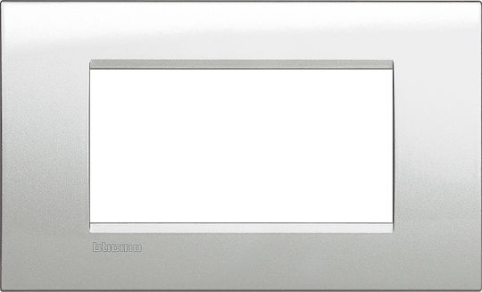 Legrand Bticino Living Light Switch Frame Horizontal Installation 4 Elements in Silver Color LNA4804GL