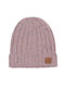Beanie Frauen Beanie mit Rippstrick in Rosa Farbe