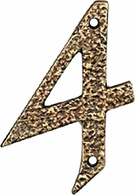 Roline Πινακίδα με Αριθμό 4 σε Χρυσό Χρώμα Αντικέ 10cm