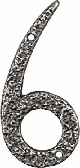 Roline House Number 6 Sign Silver 10cm Antique