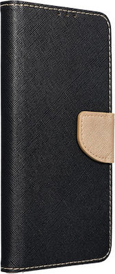 Fancy Synthetic Leather Wallet Black/Gold (Redmi 9A / 9AT)