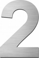 Zogometal House Number 2 Sign Silver 12cm Inox Matt