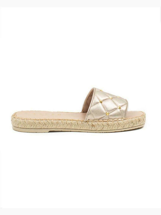 Infinity ESP-150 Leather Women's Flat Sandals in Beige Color