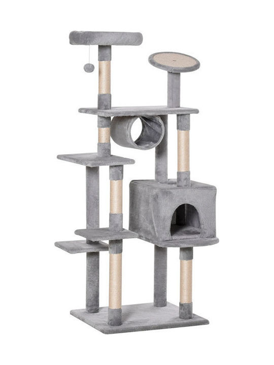 Pawhut Cat Scratching Post Cat Tree Δέντρο Γάτας - Ονυχοδρόμιο In Gray Colour 60x50x165 cm D30-350