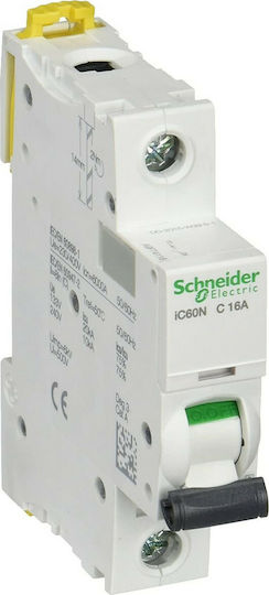 Schneider Electric Автоматичен Прекъсвач 16Спецификация Еднополюсен AC/DC A9F74116