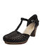 Anatomic Leather Black Heels with Strap