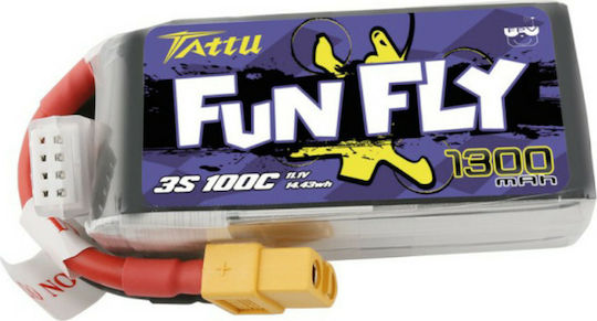 Tattu FunFly Батерия Li-Po 11.1V 1300mAh 100C 3S XT60 за Дрон