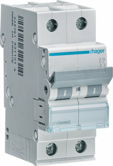 Hager Automatic Circuit Breaker 4A Double-pole AC MCN204