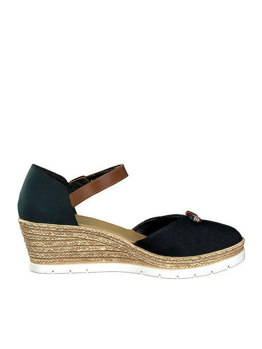 Rieker Anatomice Platforme dama în stil espadrile Albastru marin