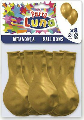 Set of 8 Balloons Latex Gold Birthday-Celebration 28cm