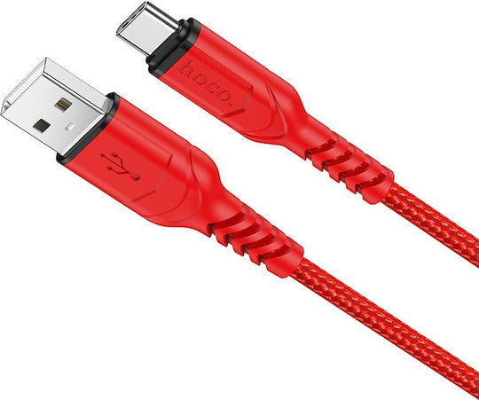 Hoco Victory X59 Braided USB 2.0 Cable USB-C male - USB-A 18W Κόκκινο 1m HC-X59-TYPC-RED