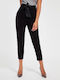 Guess Damen Hoch tailliert Stoff Hose in Normaler Passform Schwarz