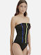 One Piece Swimsuit With Zipper Black