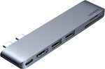 Ugreen CM380 USB-C dublu Stație de andocare cu HDMI 4K PD Argint
