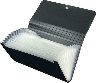 Data King Clipboard Flexible with 13 plastic sleeves Slides Accordion Black 1pcs