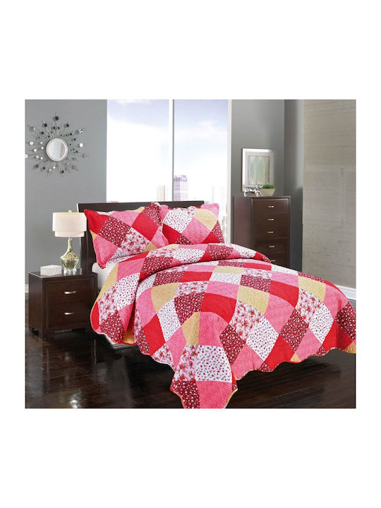 Silk Fashion Pinksonic Set Coverlet Queen Size Cotton Red 220x240cm 3pcs