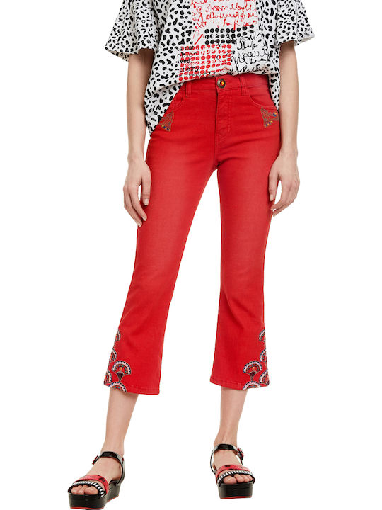 Desigual Nilo Women's Fabric Capri Trousers Red