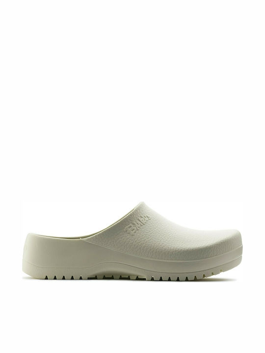 Birkenstock Super Birki Ανατομικά Σαμπό Λευκά