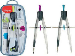 Maped Precision System Fancy Metallic Compass with Point, Pencil, Circle Cutter in Case Silver (Μiscellaneous colours)