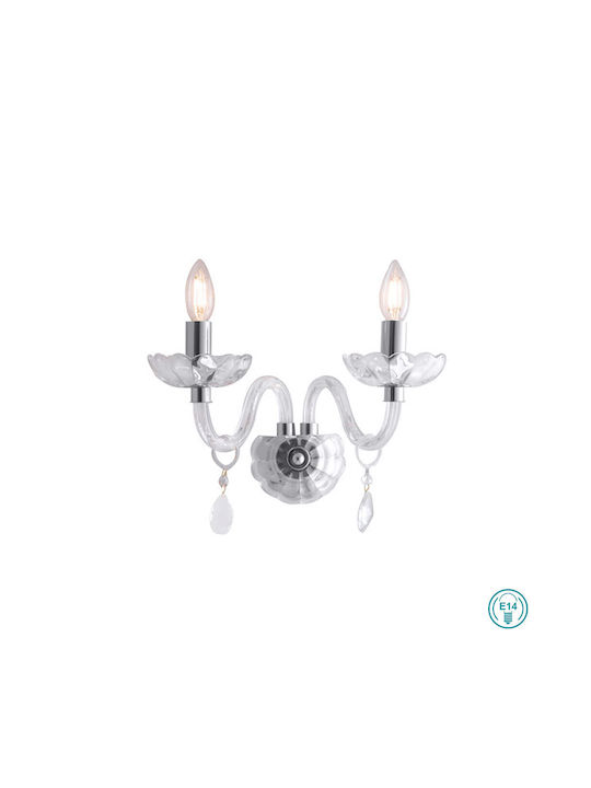 Fan Europe Riflesso AP2 Chrome Vintage Lamp Wall with Socket E14 Silver 40x18x31cm