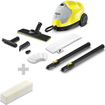 Karcher SC 4 EasyFix Dampfreiniger Druck 3.5bar mit Rädern Set mit Ersatz-Wischbezügen