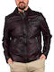 Guy Laroche 379 Men's Winter Leather Biker Jacket Burgundy