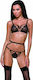 Passion Devil Collection Meggy Set Sexy Σετ Εσωρούχων με Ζαρτιέρες Μαύρο