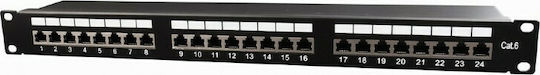 Gembird Patch Panel Shielded για Rack 1U 19" 24 Θυρών cat6 Μαύρο
