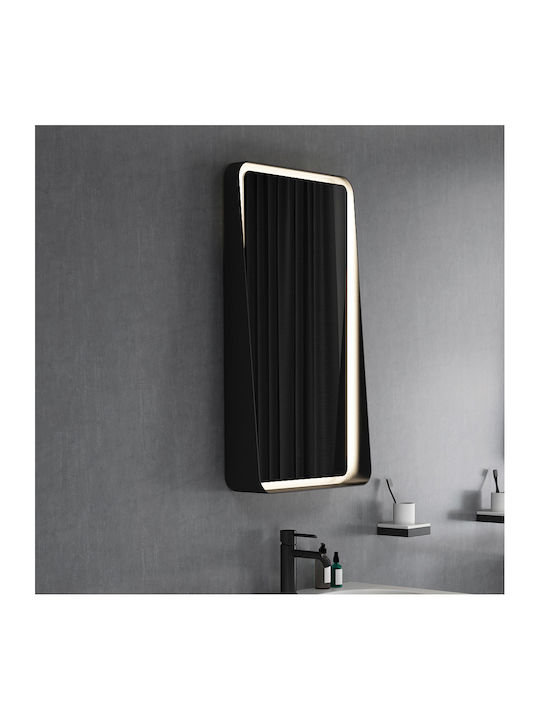 Luminor Virgo Rectangular Bathroom Mirror Led made of Metal 50x90cm Black